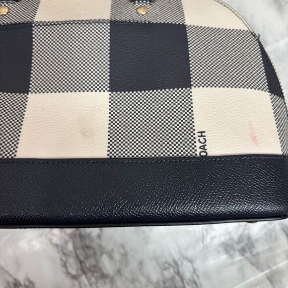 Coach Mini Sierra Buffalo Plaid Handbag top handle crossbody strap black cream - Picture 6 of 9